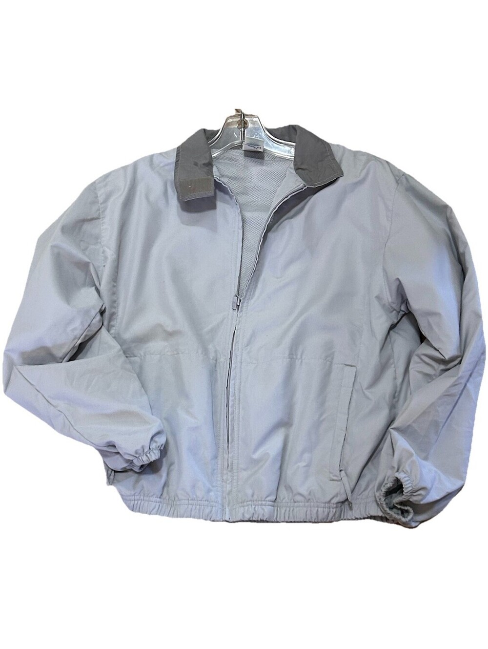 Reebok Size S Gray Lightweight Wind Breaker Jacket Zip Pockets Lined Running